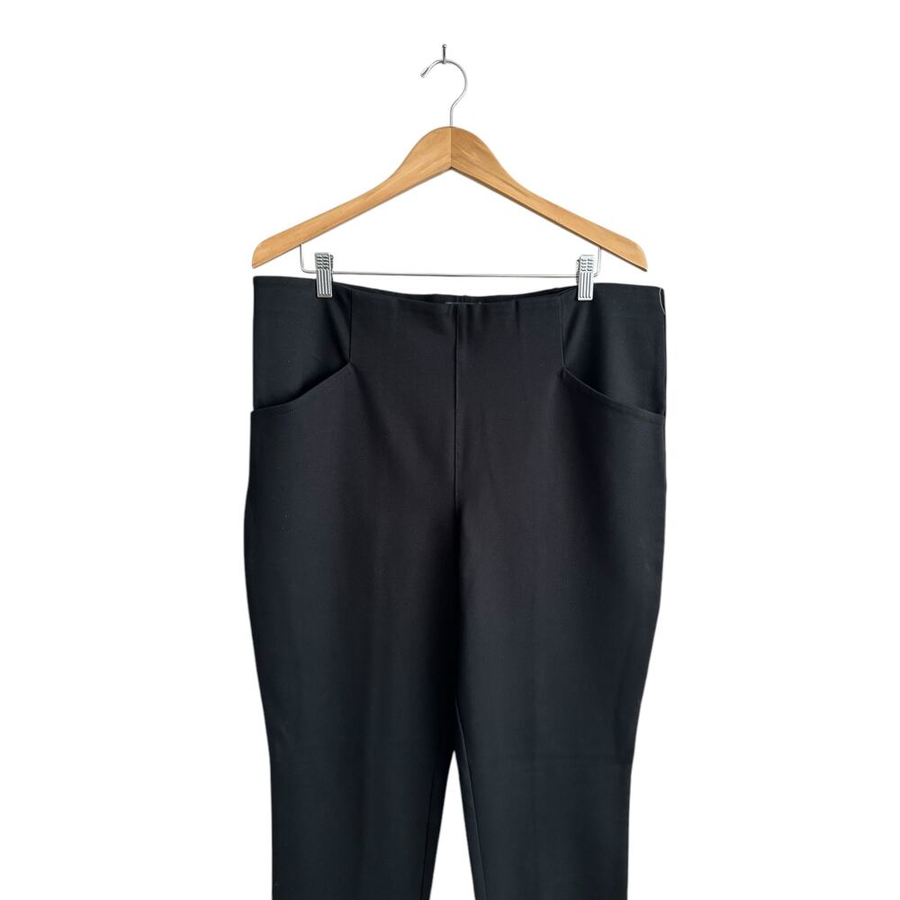 Anthro Maeve Black Pull On Slit-Back High Waisted Ponte Pants Pockets Size Large - Picture 2 of 6